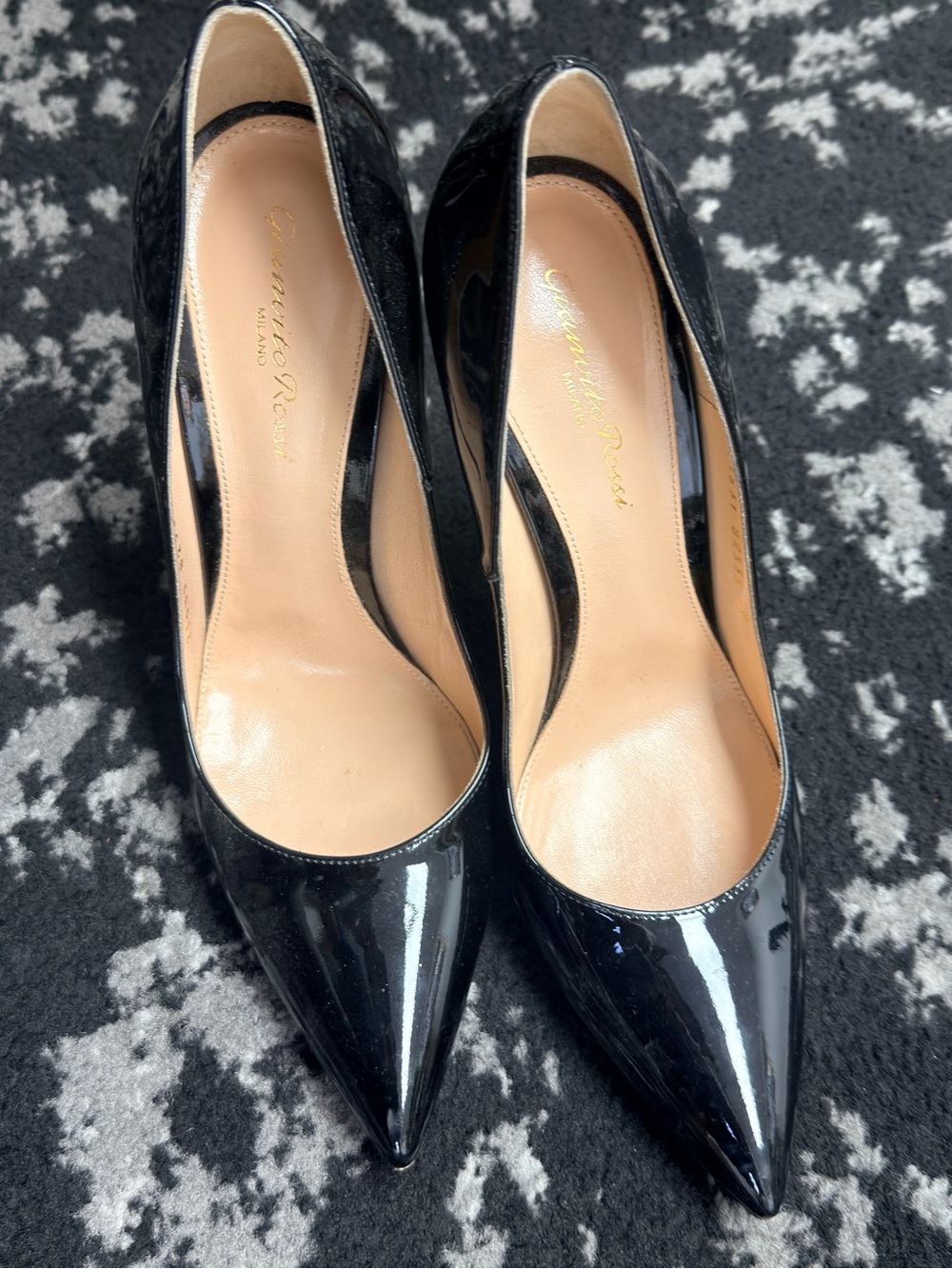 Gianvito Rossi Black Patent Pointed Toe Pumps